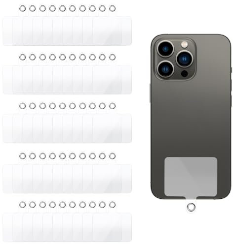 WangChaoJiu 50 Pièces Languette Attache Telephone, Patch pour Cordon de Téléphone Portable, Patch Telephone Portable, Coussinets Patches Pad Universel Transparent pour plupart des Smartphones