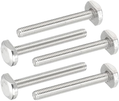PATIKIL 5 Stück 304 Edelstahl Hammerkopfschrauben M6 x 50mm, Drop-in Hammerkopf Gewindeschrauben Set für T Schiene Führungsschiene Montageschiene Gleitschiene Holzwerkzeug Klemme, Silber