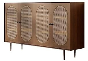 GUERNSEY Aparador retro de ratán, aparador de pared, armario de almacenamiento de cocina, moderno para restaurante, vino, buffet