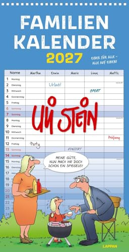 Uli Stein Familienkalender 2027: Familienplaner mit 5 Spalten: Großer Wandkalender im Hochformat mit Spiralbindung (Uli Stein Kalender 2027)