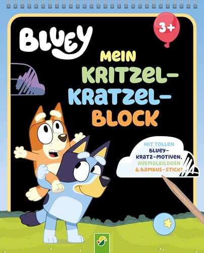 Bluey Mein Kritzel-Kratzel-Block: Mit tollen Bluey Kratz-Motiven, Ausmalbildern & Bambus-Stick!