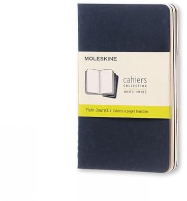 Moleskine Cahier Notizhefte (blanko, Pocket, Kartoneinband) 3-er-Set indigoblau