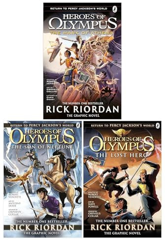 Heroes of Olympus Graphic Novels 3 Books Collection Set by Rick Riordan (The Lost Hero, The Son Of Neptune, The Mark of Athena)