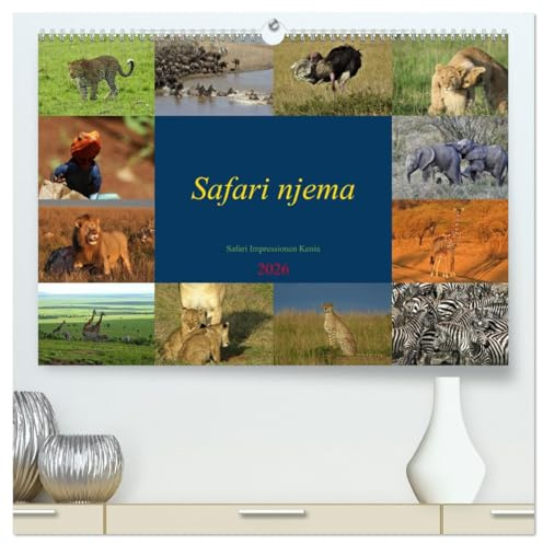Safari njema - Safari Impressionen Kenia (hochwertiger Premium Wandkalender 2026 DIN A2 quer), Kunstdruck in Hochglanz: Wildlife erleben (CALVENDO Orte)