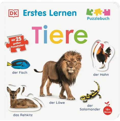 Erstes Lernen Puzzlebuch. Tiere: Pappbilderbuch mit realistischen Fotos und mehr als 25 großen Puzzle-Teilen. Für Kinder ab 18 Monaten