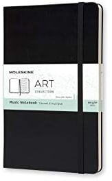 Moleskine Art Collection Musikbuch (mit Hardcover und elastischem Verschluss, Papier für Kugelschreiber, Stifte und Füllfederhalter, Groß 13 x 21 cm, 192 Seiten) schwarz