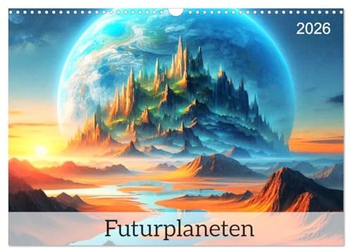 Futurplaneten (Wandkalender 2026 DIN A3 quer), CALVENDO Monatskalender: Dieser einzigartige Kalender entführt Sie in die farbenprächtigen und ... fremder Planeten. (CALVENDO Orte)