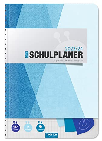 Trötsch Schulplaner Blau 23/24: Planer Schülerkalender Hausaufgabenheft Timer