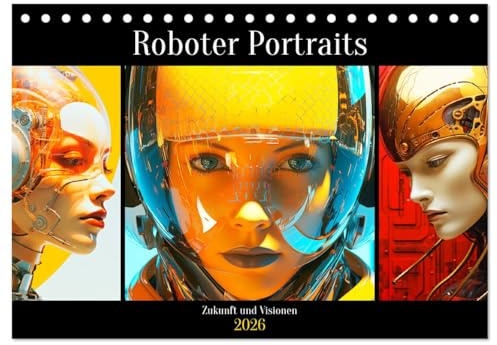 Roboter Portraits. Zukunft und Visionen (Tischkalender 2026 DIN A5 quer), CALVENDO Monatskalender: Die Zukunft im Blick! Roboter Portraits enthüllen ... Intelligenz. (CALVENDO Technologie)