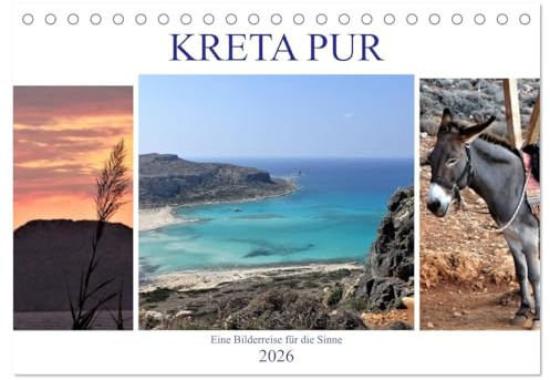 Kreta Pur - Eine Bilderreise für die Sinne (Tischkalender 2026 DIN A5 quer), CALVENDO Monatskalender: Monatskalender 14 Seiten (CALVENDO Orte)