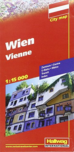 Wien Stadtplan 1:13 000: Zentrum, U-Bahn, Transit, Index (Hallwag Stadtpläne)