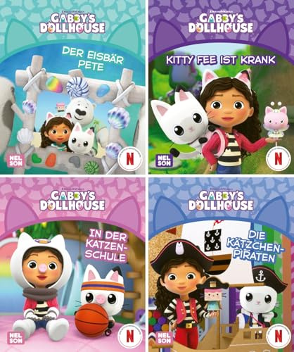 Nelson Mini-Bücher: 4er Gabby's Dollhouse 9-12: 4 Mini-Bücher im Set | Geschichten ab 3 Jahren im Mitnahmeformat