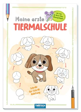 Trötsch Malbuch Meine erste Tiermalschule Hund: Ausmalbuch Malbuch Zeichenbuch: Ausmalbuch Malbuch Zeichenbuch - Mit Mal- & Wisch-Weg-Übungsklappe