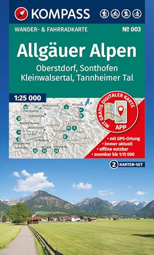 KOMPASS Wanderkarten-Set 003 Allgäuer Alpen, Oberstdorf, Sonthofen, Kleinwalsertal, Tannheimer Tal (2 Karten) 1:25.000: inklusive Karte zur offline Verwendung in der KOMPASS-App.