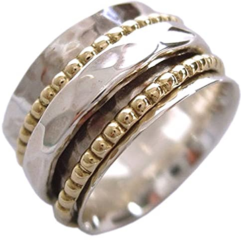 Energy Stone KLARHEIT 1 gehämmerter Ring und 2 Drehringe (Style UK01)