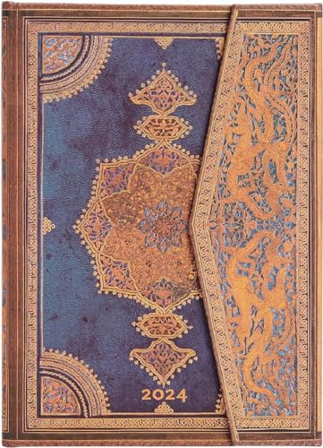 Paperblanks 12-Monatskalender 2024 Safawidisch Indigo | Verso | Midi (130 × 180 mm)