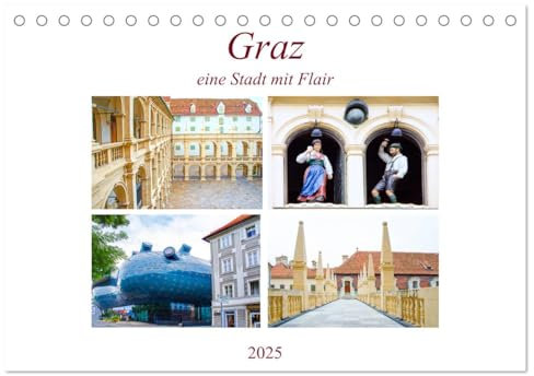 Graz - eine Stadt mit Flair (Tischkalender 2025 DIN A5 quer), CALVENDO Monatskalender: Lassen Sie sich verzaubern von dieser beeindruckenden und facettenreichen Stadt Graz. (CALVENDO Orte)