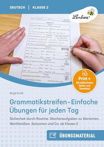 Grammatikstreifen - Einfache Übungen für jeden Tag: Sicherheit durch Routine: Wochenaufgaben zu Wortar ten, Wortfamilien, Satzarten und Co. ab Klasse 2