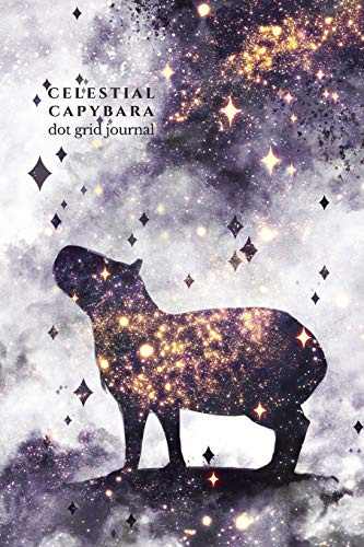 Celestial Capybara Dot Grid Journal: Purple Gold Cosmic Space Notebook, College Rule, 120 pages (6 x 9 inch)