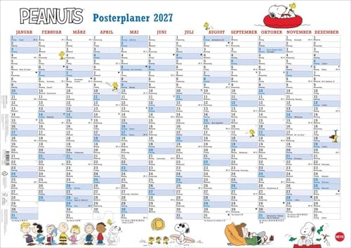 Peanuts Posterplaner 2027: Gut organisiert durchs Jahr mit Snoopy, Charlie, Woodstock und Co. Fröhlicher Terminkalender zum Aufhängen mit den Figuren von Charles M. Schulz im Format 68 x 48 cm