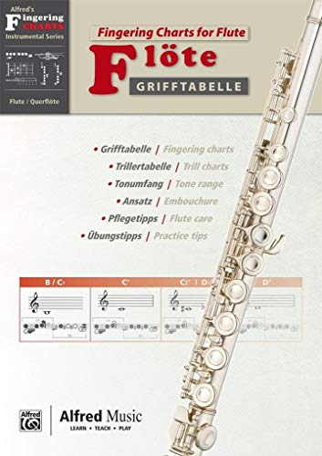Alfred's Fingering Charts Instrumental Series: Grifftabelle Querflöte | Fingering Charts Flute | Querflöte | Buch: Zweisprachige Grifftabelle für ... Ansatz-, Pflege- und Übungstipps