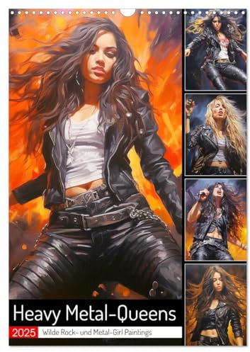Heavy Metal-Queens. Wilde Rock- und Metal-Girl Paintings (Wandkalender 2025 DIN A3 hoch), CALVENDO Monatskalender