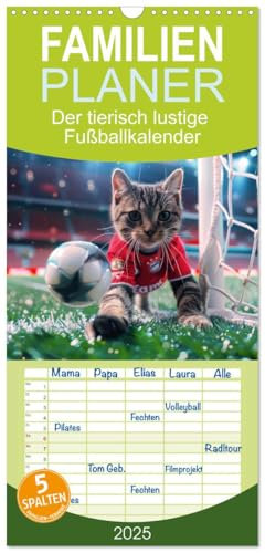Familienplaner 2025 - Der tierisch lustige Fußballkalender mit 5 Spalten (Wandkalender, 21 cm x 45 cm), CALVENDO: Ein muss für alle Freunde des ... lächeln beginnen wollen (CALVENDO Spass)