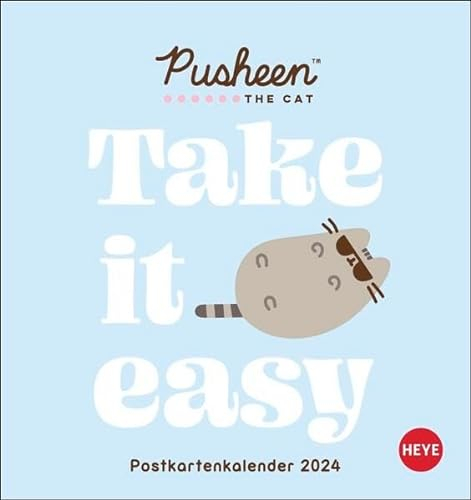 Pusheen Postkartenkalender 2024. Witziger Kalender mit Postkarten der berühmten Katze zum Sammeln und Verschicken. Monats-Tischkalender zum Aufstellen oder Aufhängen, Format 16 x 17 cm.