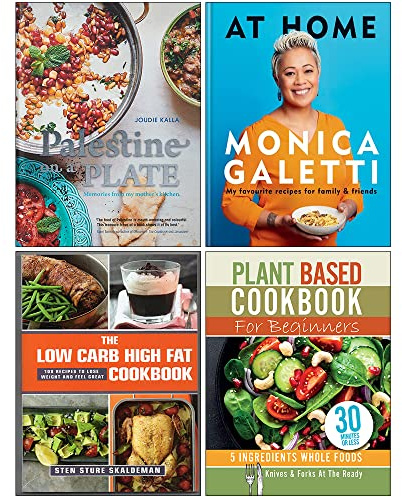 Palestina en un plato [tapa dura], en casa [tapa dura], el libro de cocina bajo en carbohidratos y alto en grasas, libro de cocina a base de plantas para principiantes, colección de 4 libros