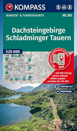 KOMPASS Wanderkarten-Set 293 Dachsteingebirge, Schladminger Tauern (3 Karten) 1:25.000: Wander- und Fahrradkarte in einem - inklusive ... Radwege. Panorama. Skitouren. Langlaufen.