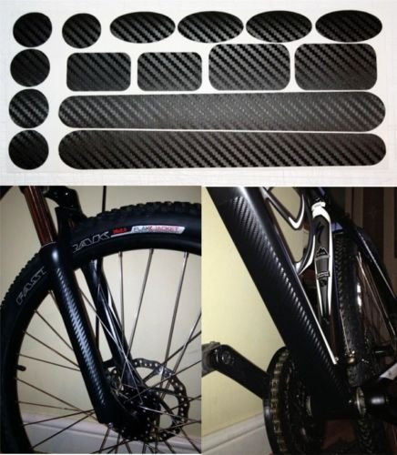 Ellis Graphix Carbon Fibre Full protector set for Bicycle Bike Cycle MTB BMX Chainstay, Down Tube, Forks/Front Suspension, Patches. Made