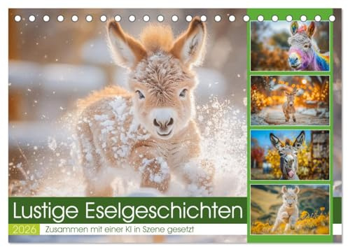 Lustige Eselgeschichten (Tischkalender 2026 DIN A5 quer), CALVENDO Monatskalender: Von ihren eigenwilligen Charakterzügen bis hin zu ihren lustigen ... Quelle der Freude macht. (CALVENDO Tiere)