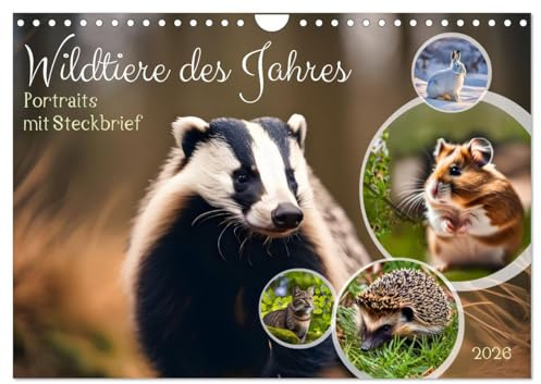 Wildtiere des Jahres (Wandkalender 2026 DIN A4 quer), CALVENDO Monatskalender: Vom NaBu zwischen 2003 und 2025 gewählte Tiere mit Steckbrief (CALVENDO Tiere)