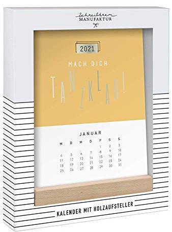 Grafik-Werkstatt Tanzkalender 2021: Kalender mit Holzaufsteller, 1 Stück, Blätter, Weiß