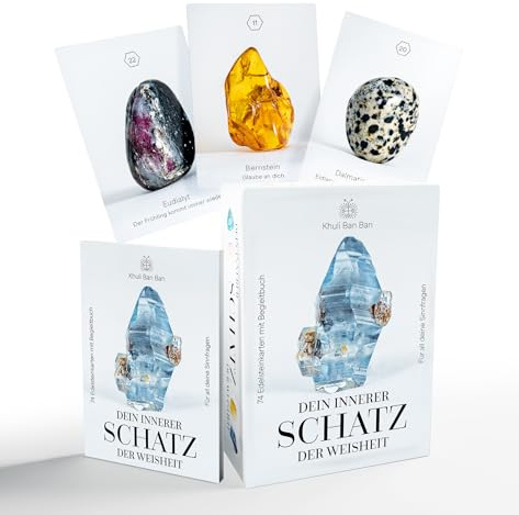 Dein Innerer Schatz der Weisheit – 74 Edelsteine ​​& Achtsamkeitskarten für Erwachsene mit Ratgeber, Meditation und Entspannung, Spirituelle Geschenke, Affirmationskarten mit Kristallen und Mineralien