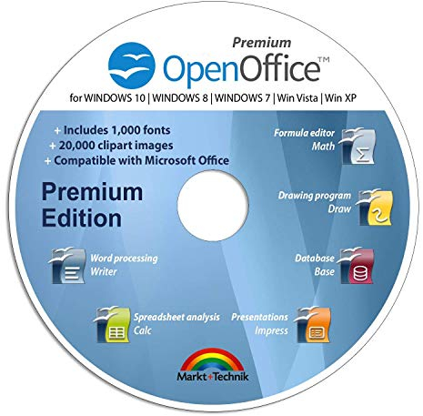 OpenOffice Premium Edition for Windows 11-10-8-7-Vista-XP | PC Software and 1.000 New Fonts and Free Email Support | Alternative to Office | Compatible with Word, Excel and PowerPoint