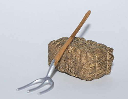 SCHLEICH Pitchfork + Straw Bale Figure Set, Set of 2, Beef, Agriculture, Toy Figure Set, Plastic, 3+ Years, Tabletop, Unisex