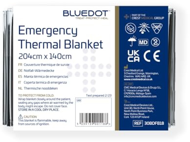 Notfall-Thermodecke mit blauen Punkten, 204 x 140 cm (jeweils)