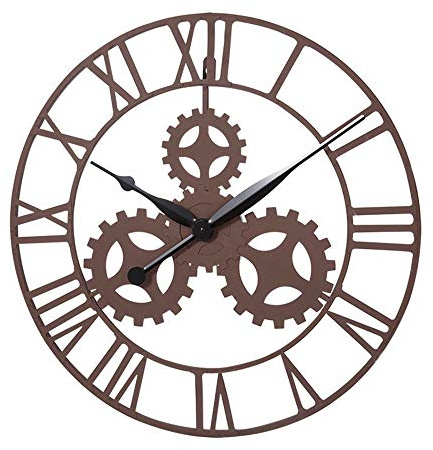 KCT Home Large Vintage Gear Design Wall Clock Art Deco Steampunk Roman Numeral