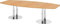 Bümö Konferenztisch oval 280x130 cm großer Besprechungstisch in Buche, Besprechungstisch mit Chromsäulen, Meetingtisch für 10 Personen, XXL-Tisch für Besprechungsraum & Meeting
