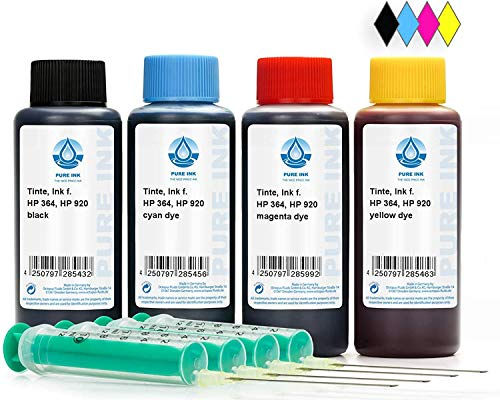 4X 100 ml Pure Ink Druckertinte kompatibel für HP 300, 364, 920 Druckerpatronen, Druckertinte für HP Deskjet 3070 A, 3070, 3520, 3521, 3522, 3524, D 1600, D 1658, D 1660 u.a. (No OEM)