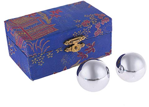 lachineuse - Coffret Boules Qi Gong en Métal - Boules Chinoises Anti Stress ⌀ 35 mm - Boules de Santé en Acier - Coffret Cadeau Relaxation Zen - Idée Objet Asiatique Asie Japon Chine - Coloris Bleu