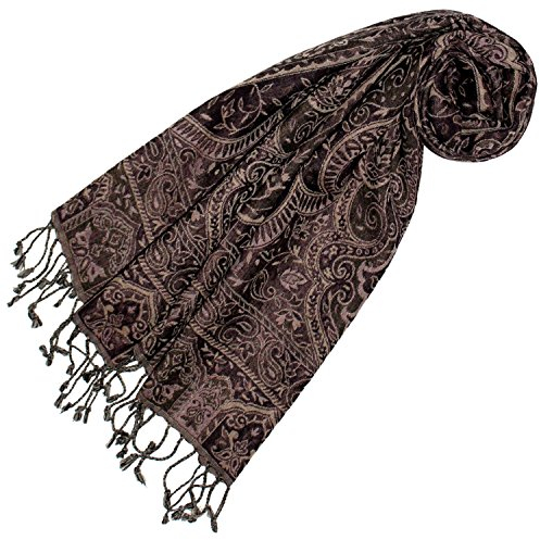 Lorenzo Cana - Damen Schal aus weicher Wolle aufwändiges Paisley Muster Braun Töne 35 cm x 160 cm Wollschal Wolltuch Damenschal Frauenschal 78401