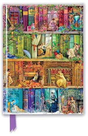 Premium Notizbuch DIN A5: Aimee Stewart, Bücherregal Carpe Diem: Unser hochwertiges, liniertes Blankbook mit festem, künstlerisch geprägtem Einband ... Notizbuch DIN A 5 mit Magnetverschluss)