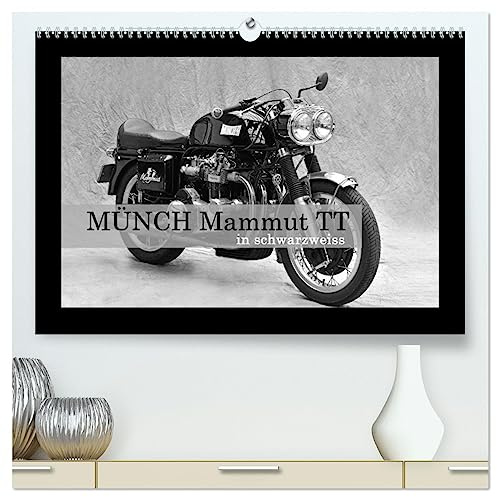 Münch Mammut TT in schwarzweiss (hochwertiger Premium Wandkalender 2026 DIN A2 quer), Kunstdruck in Hochglanz: Ein Motorrad, das seinem Namen alle Ehre macht (CALVENDO Mobilitaet)