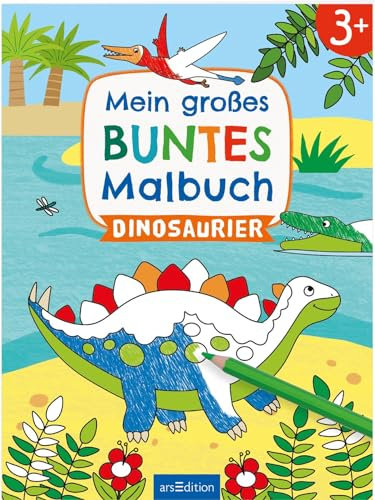 Mein großes buntes Malbuch – Dinosaurier: Ab 3 Jahren | Ausmalen mit farbigen Hintergründen (Mein großes buntes Malbuch ab 3)
