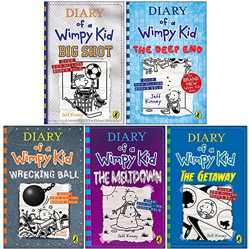 Diary of a Wimpy Kid Series 12-16 Collection 5 Books Set By Jeff Kinney (Big Shot [Hardcover], The Deep End, Wrecking Ball, The Meltdown, The Getaway)