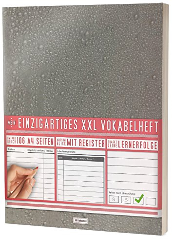 Mein Vokabelheft / 100+ Seiten, 2 Spalten, Register / Lernerfolge auf jeder Seite zum Abhaken / PR101 Tautropfen / DIN A4 Softcover