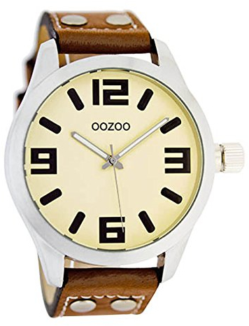 Oozoo JR156 JR157 Damenuhr mit Lederband, Streifen