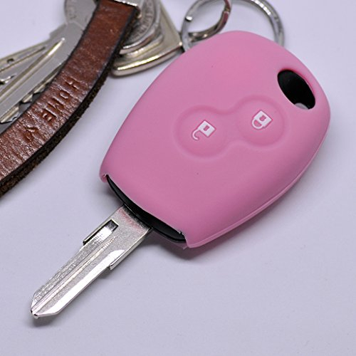 Silikon Soft Case Schutz Hülle Auto Schlüssel 2 Tasten Pink kompatibel mit Dacia Dokker Sandero Duster Lodgy Logan Renault Clio Twingo